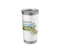Massachusetts The Bay State Illustrated Map Design Stainless Steel Insulated Tumbler