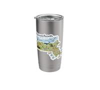 Massachusetts The Bay State Illustrated Map Design Stainless Steel Insulated Tumbler