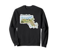 Massachusetts The Bay State Illustrated Map Design Sweatshirt