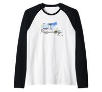 Massachusetts Watercolor Art Coastal Lighthouse Decor Raglan Baseball Tee