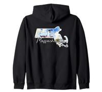 Massachusetts Watercolor Art Coastal Lighthouse Decor Zip Hoodie