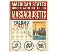 Massachusetts Word Search Puzzle Book: Large Print State Themed Puzzles for Adults and Seniors: Explore Local Cities, History, Facts and Waterfalls ... (American States Word Search Collection)