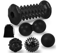 Massage Ball & Foot Roller 5 in 1 Set,Foot Massager Roller-Lacrosse,Peanut,Spiky,Hand Exercise Massage Ball for Plantar Fasciitis Relief and Myofascial Release,Deep Tissue Massage,Reflexology Tool