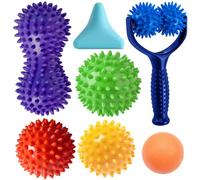 Massage Ball Set Kit of 7 for Myofascial Trigger Point Release & Deep Tissue Massage, 3 Sizes Spiky Massage Balls, Peanut Ball, 1 Hand Roller Ball,1 Trigger Point Massager,1 Massage Lacrosse Ball