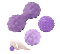 Massage Balls, Fascia Ball, Set of 3, Lgel Ball, Foot Massage Roller, Peanut Massage Ball, Spiked Massage Ball, Hard, Nub Ball, Stress Reflexology for Back, Legs, Feet, Hands (Purple)