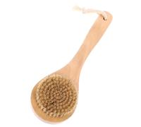 Massage Bath Brush with Wooden Handle, Natural Pig Bristles for Adults | Head Design, Soft Bristles, Comfortable Handling, Suitable for Shower Bathing, Bath Tub Use and Dry Skin
