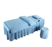Massage Bed Cover Beauty Salon Bed Sheet 5pcs Brief Skirt Bedspread with Hole Body Massage Cover(Blue,190cm x 70cm)