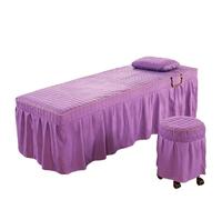 Massage Bed Cover Beauty Salon Bed Sheet 5pcs Brief Skirt Bedspread with Hole Body Massage Cover(Light Purple,Round Stool Cover)