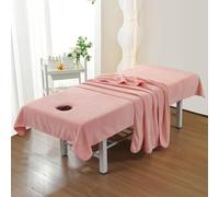 Massage Bed Cover Sheet 200×100 210×120, Microfibre Beauty Bed Cover with Face Hole Soft Washable SPA Massage Table Face Towel Suitable for Salons SPA and Therapists(Pink,100x190cm(Blanket))