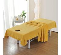 Massage Bed Cover Sheet 200×100 210×120, Microfibre Beauty Bed Cover with Face Hole Soft Washable SPA Massage Table Face Towel Suitable for Salons SPA and Therapists(Yellow,210x120cm(with Hole))