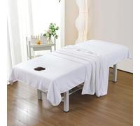 Massage Bed Cover Sheet 200×100 210×120, Microfibre Beauty Bed Cover with Face Hole Soft Washable SPA Massage Table Face Towel Suitable for Salons SPA and Therapists(White,120x210cm(Blanket))