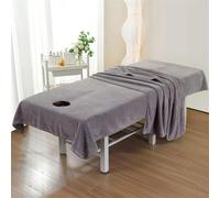Massage Bed Cover Sheet with Face Hole, Microfibre Thick Washable Massage Bed Sheet Cover Beauty Massage SPA Couch Cover Towel Suitable for Salons SPA and Therapists (Gray,200x100cm(with Face Hole))