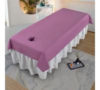 Massage Bed Cover with Face Hole - Soft, Washable & Waterproof Microfiber Salon Sheet, Breathable SPA Table Sheets, Couch Cover for Beauty & Mattress Protection(Purple,200cmx80cm-With Hole)