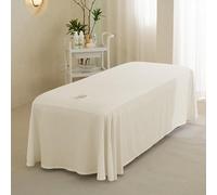 Massage Bed Sheet, 114x71" Breathable Massage Table Skirt with Face Hole, Washable Reusable Beauty Bed Cover, Spa Cover for Salon, Khaki, Utilisation IntéRieure