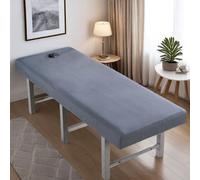 Massage Bed Sheet with Face Hole, Beauty Cover Single Layer Couch Covers Salon SPA Sheets Washable Reusable Elastic Cord Edge All-Round Wrap Fitted All Seasons(Gray,80x190cm)