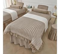 Massage Bed Skirt Spa Bed Cover with Elastic Band Breathable Massage Table Skirt with Face Hole,Salon Bedspread & Skirt,4Pcs Beauty Salon Bedding Set,camel,70x190cm(28x75inch)