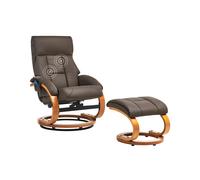 Massage Chair FORCE with Footstool Faux Leather Dark Brown