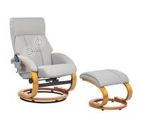 Massage Chair FORCE with Footstool Faux Leather Light Grey