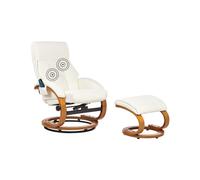 Beliani Massage Chair Force With Footstool Faux Leather White