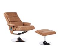 Massage Chair LEGEND with Footstool Faux Leather Brown