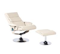 Massage Chair LEGEND with Footstool Faux Leather Light Beige