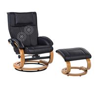 Beliani Massage Chair MAJESTIC with Footstool Faux Leather Black, Black