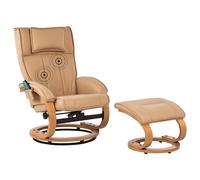 Beliani Massage Chair MAJESTIC with Footstool Faux Leather Light Brown, Brown