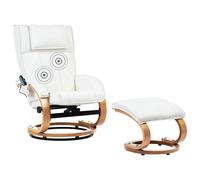 Massage Chair MAJESTIC with Footstool Faux Leather White