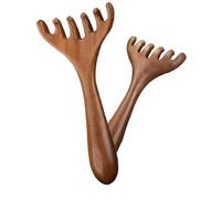 Massage Comb Wood, 2 Packs Massage Comb Made of Meridian Comb with Long Handle, Head Massager Sha Wooden Comb, Wide Tooth Combs for Women Scalp Massager