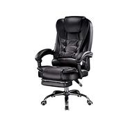 Massage Computer Chair, Heated Recliner Leather Swivel Chair with Footrest - High Back