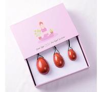 Massage Egg 3 Pcs Set Jade Crystal Rose Quartz Yoni Ball Pelvic Floor Muscle Massager for Kegel Exercise Tool-red Jasper