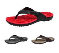 Massage Flip Flops for Men Women Arch Support Summer Breathable Beach Thong Sandals, Lightweight Acupressure Massage Sliders, Relief Plantar Fasciitis Heel Arch Arthritis Pain Red