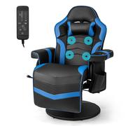 Massage Gaming Chair Height Adjustable Swivel Racing Video Gaming Recliner