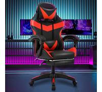 Massage Gaming Chair Leather Racing Office Executive Recliner With Leg Rest Red