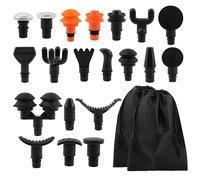 Massage Gu-n Attachments, 20pcs Home Muscle Relaxation Massager Heads with 2pcs Drawstring Bag Different Muscle Massager Heads to Meet Different Needs for Deep Tissue Percussion Plug and Play(Black)