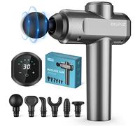 Massage Gun Deep Tissue, EKUPUZ Muscle Gun, 30 Speeds Powerful Percussion Massager with 6 Heads, LCD Touch Screen, Handheld for Pain Relief, Fitness Recovery, Grey, 1.0 count