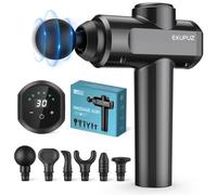 Massage Gun Deep Tissue, EKUPUZ Muscle Massage Gun, 30 Speeds Powerful Percussion Massager with 6 Heads, LCD Touch Screen, Handheld Muscle Massager for Muscle Pain Relief, Fitness Recovery, Black