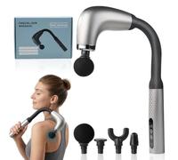 Massage Gun Deep Tissue for Back with 9 Speed 4 Head, U-Shaped Long Handle for Self Use, Gift for Women Men, Muscle Gun Percussion Massager with Brushless Motor for Home Workout Full Body Muscle Relax
