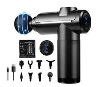 Massage Gun Deep Tissue, Muscle Percussion Massager 32 Gear Adjustment Massagers with LCD Touch Screen 8 Heads for Shoulder Body Back, Black