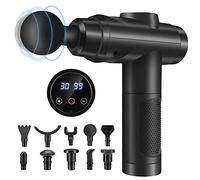 Massage Gun Deep Tissue, Muscle Percussion Massager with 30 Speeds Quiet Hand Massagers with LCD Touch Screen 10 Heads for Shoulder Body Back Relaxation