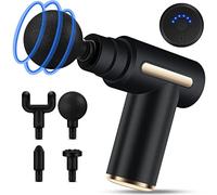 Massage Gun Deep Tissue with 4 Massage Heads, Electric Handheld Massagers with 6 Speeds Quiet Mini Massager for Targeted Relaxation of Shoulders, Back & Body,