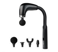 Massage Gun, Neck Massager, 4 Replaceable Curved Hook Fascia Gun for Pain Relief for Muscles Neck Shoulders Waist Arm Legs Foot (Black)