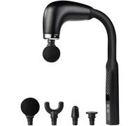 Massage Gun with Extension Handle, Portable Deep Tissue Massager with 4 Heads, 6-Speed Adjustment, Type-C Rechargeable Design, 6 mm Massage Stroke for Muscle Recovery and Back Reach
