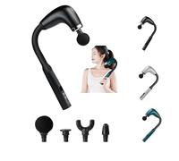 Massage Gun with Upgraded Extension Handle, U-Shaped Back Massager, 9 Speed Levels 4 Massage Heads, Handheld Percussion Massager for Pain Relief, Back Neck Shoulder Muscle Relaxation (Black)