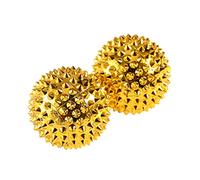 Massage Handballs, 1 Pair Acupuncture Massager, Squeezing Acupuncture Points, Magnetic Hand Acupuncture Balls, Gold Spiky Massage Ball for Massaging