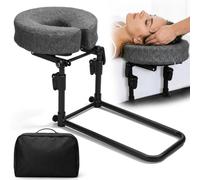 Massage Headrest for Bed, Adjustable Height14-45cm, Extended Base 27x45cm& 180° Tilt U-Shape Pillow, Thick Memory Foam Head Holder for Massage Table, Home SPA,Eye Care, Beauty