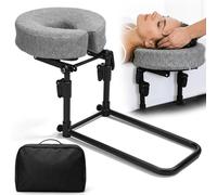 Massage Headrest for Bed, Adjustable Height14-45cm, Extended Base 27x45cm& 180° Tilt U-Shape Pillow, Thick Memory Foam Head Holder for Massage Table, Home SPA,Eye Care, Beauty