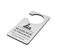 Massage in Progress Do Not Disturb Room Door Hanger Sign Silver Acrylic - Ideal for Beauty Salons, Spas, Clinics