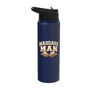Massage Man Strong Hands Calm Energy Bodywork Design Stainless Steel Insulated Water Bottle