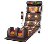 Massage Mat with Heat and 10 Vibrating Nodes - Adjustable Pillows for Full Body Shiatsu Therapy - Neck and Back Massager for Home and Office Relaxation with Auto-Off Safety Feature